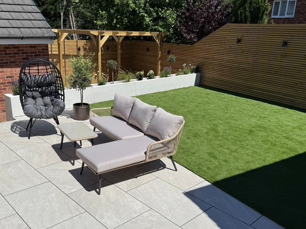 Luxurious landscape design with elegant outdoor living space