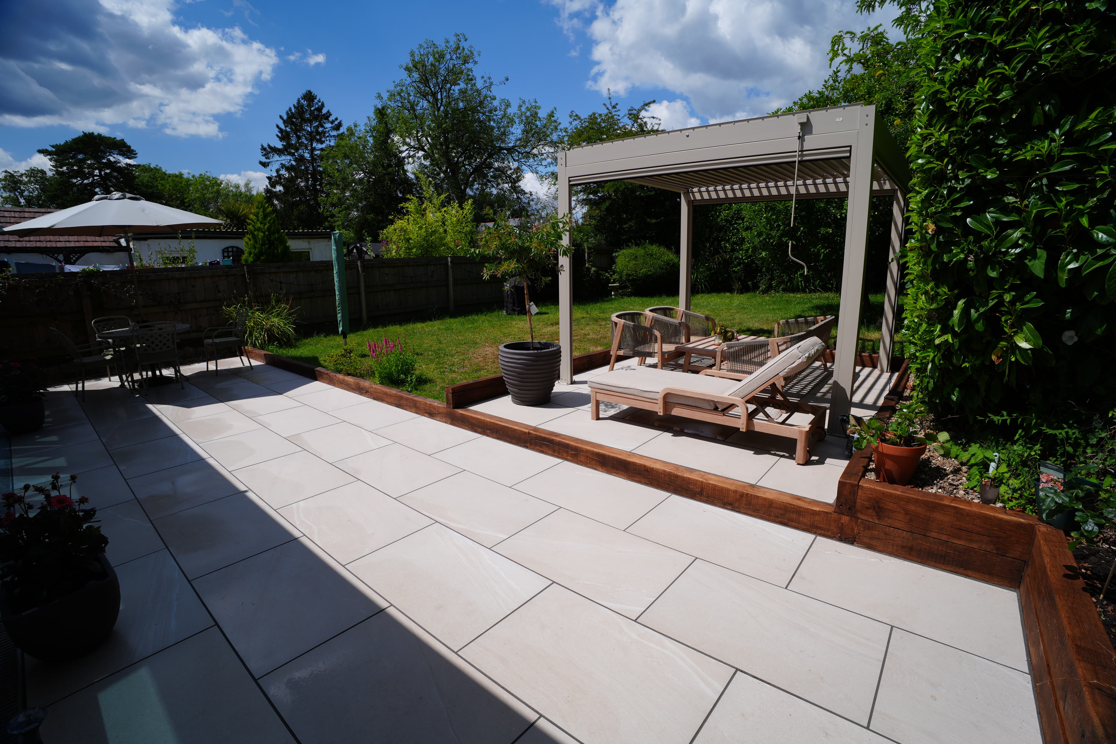 Luxurious landscape design with elegant outdoor living space